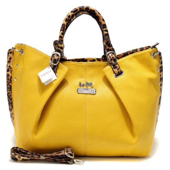 Coach Madison Leopard Large Yellow Satchels ACM | Coach Outlet Canada - Click Image to Close